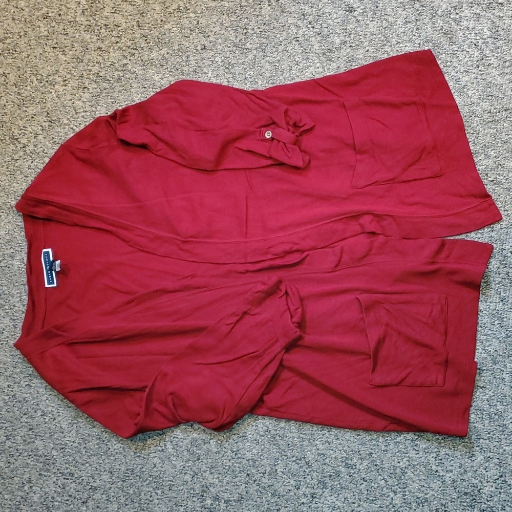 Karen Scott Red Cardigan with front pockets and sleeve detail XL